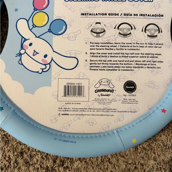 Sanrio Cinnamoroll Blue Steering Wheel Cover - Picture 3 of 3